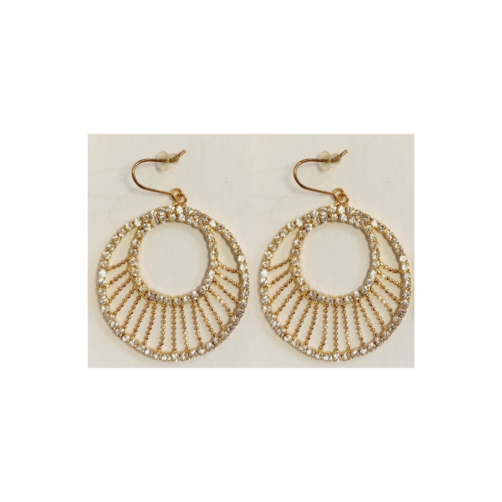 New Henri Bendels Gold Swarovski Rhinestone Crystal Circle Earrings 54$